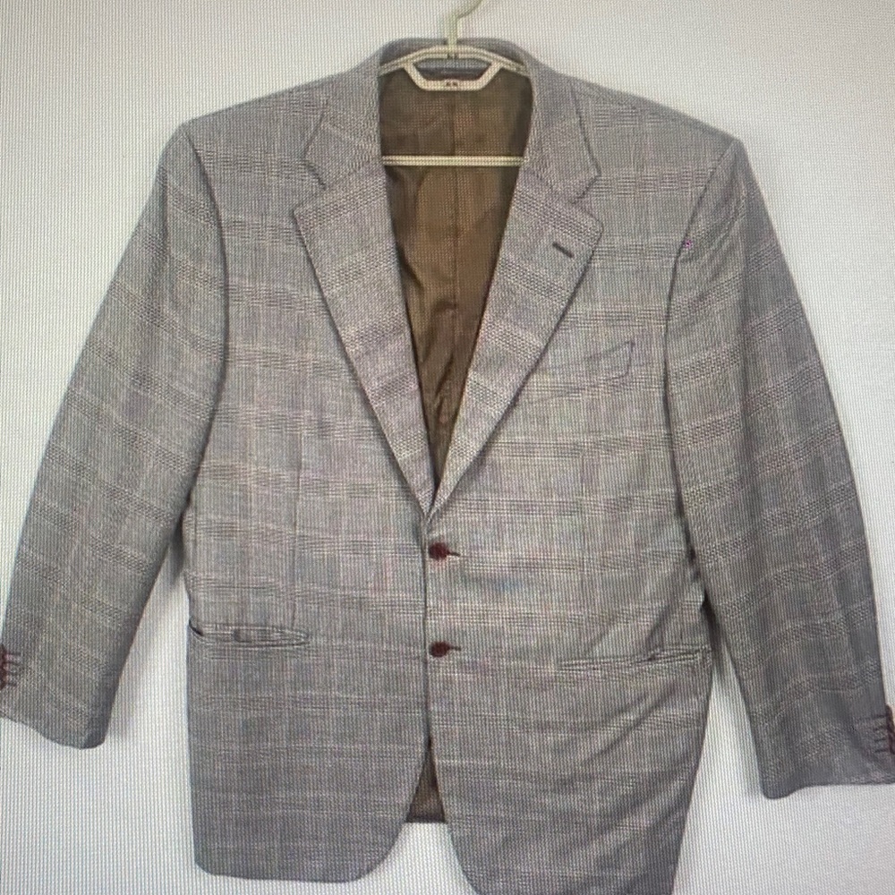 Mens Gray Glen Plaid Sport Coat - Tailored Two-Button Blazer